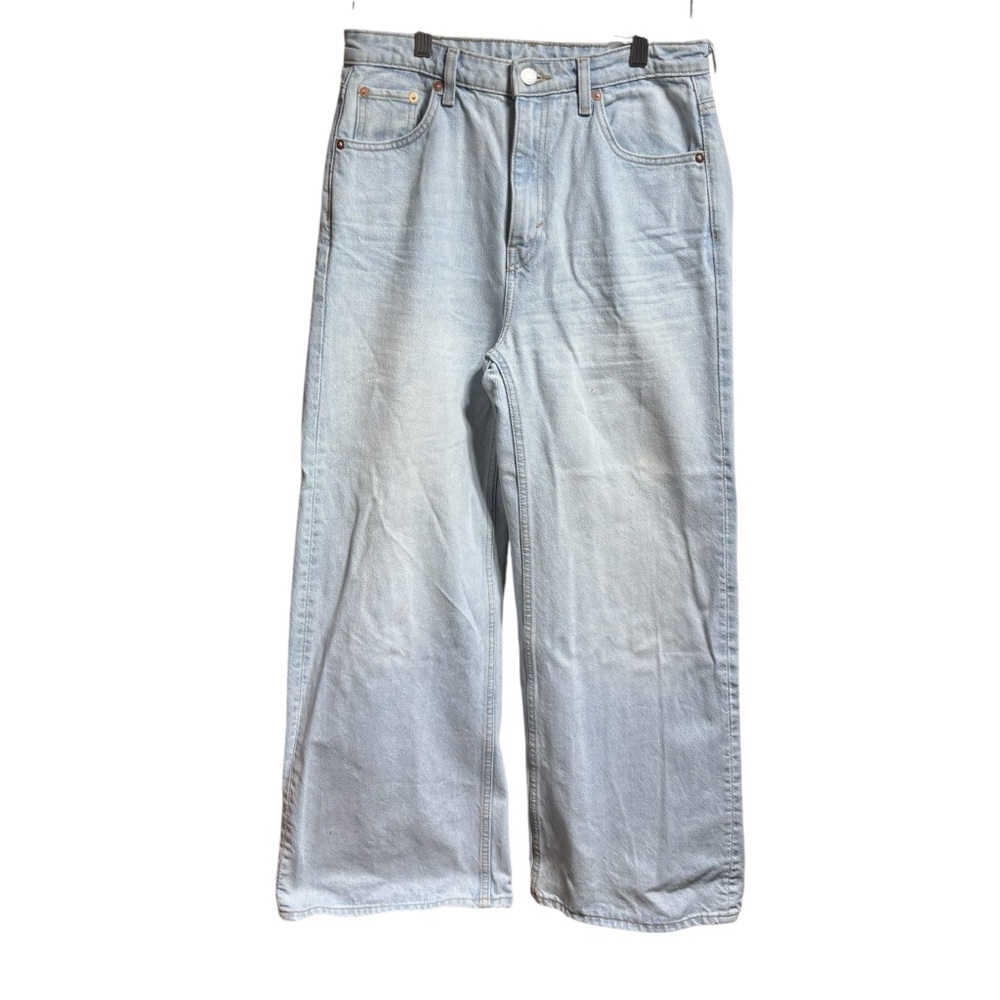Weekday Light Wash Wide Leg High Waisted Denim Jeans Blue Relaxed Fit #854